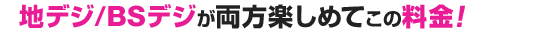 地デジ/BSデジが両方楽しめてこの料金!